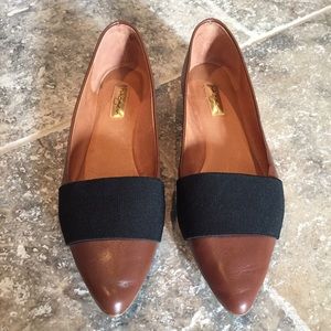 Halogen Pointy Brown Leather Flats